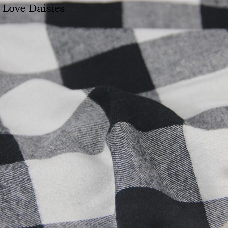 100% saia di cotone sentiero E Filati Tinti di NERO GRIGIO BIANCO grande reticolo Controllare Leggera Spazzolato Tessuti per Abbigliamento FAI DA TE Camicetta Camicia di Vestito del tessuto