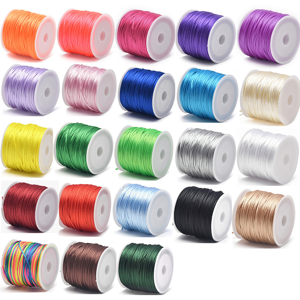 Cordón de cola de rata satinada para manualidades de 1,5 mm de nailon para nudo chino, macramé, adornos, fabricación de joyas, 24 yardas