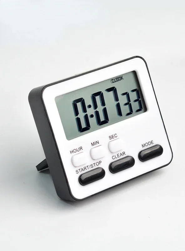 Affichage numérique alarme de cuisine écran LCD horloge minuterie de cuisine chronomètre de sommeil horloge jeu avec compte à rebours magnétique réveil: Black