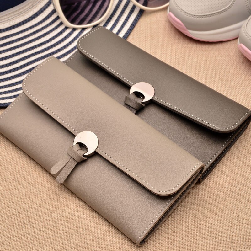 Lange kvinder punge pu læder dame pung og pung dame fest clutch kvindelig kortholder