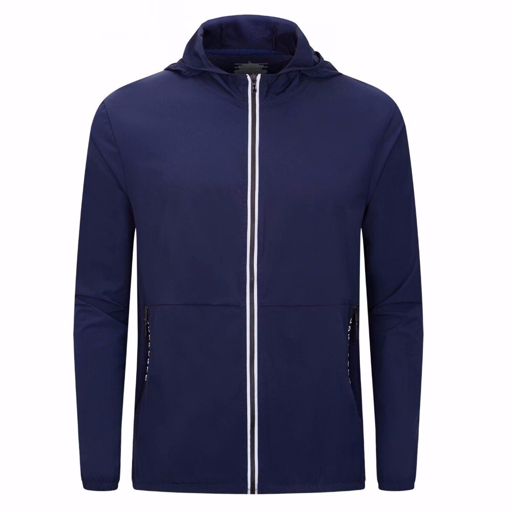 Løbejakke med hætte til mænd langærmet sweatshirt hurtigtørrende lynlåsjakke fitness gymnastikskjorter fodbold fodbold basketball jakke