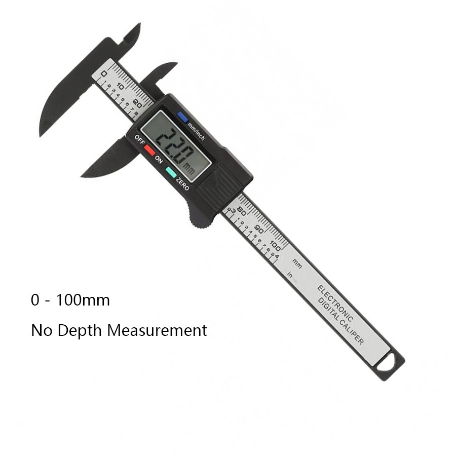 150mm LCD Digital Caliper Carbon Fiber 6Inch Electronic Vernier Caliper Micrometer Measuring Tool Thickness Depth Gauge Ruler: 100mm Caliper
