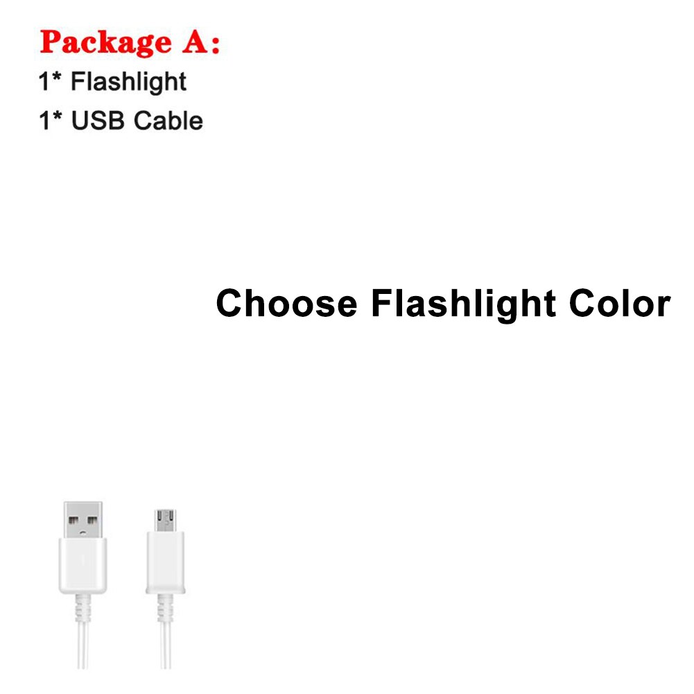 Portable XPE+COB LED Flashlight USB Rechargeable Torch Work Light Foldable Emergency Camping Lamp Waterproof With Magnet Hook: Package A / Red