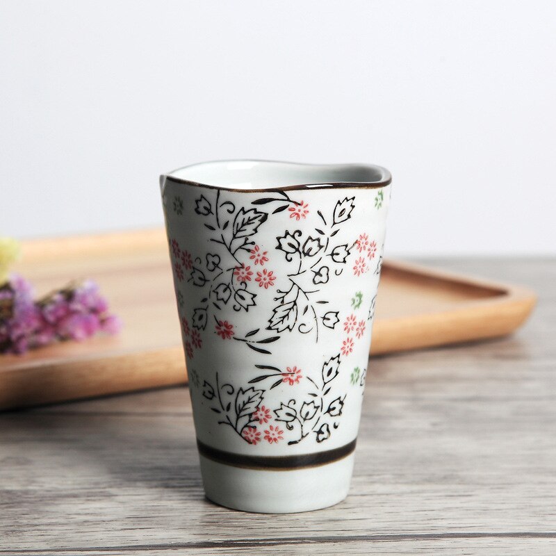 Nimitime japansk keramikkopp handmålad blommig tekopp kaffekopp ölmuggset: 03