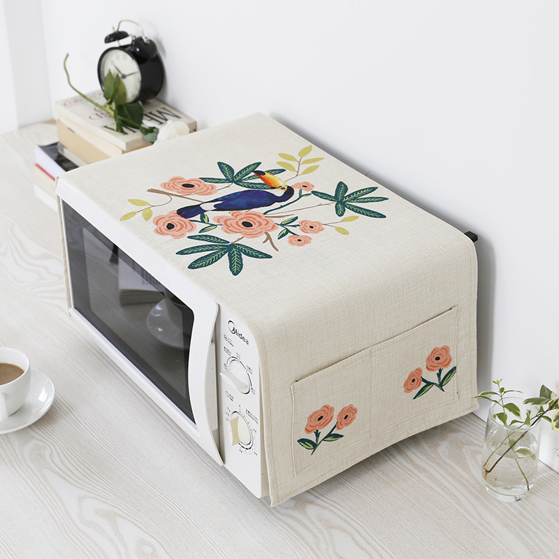 Cotton And Linen Fabric Microwave Oven Dust Cover High - Grade European Style Anti - oil Microwave Oven Protective Cover