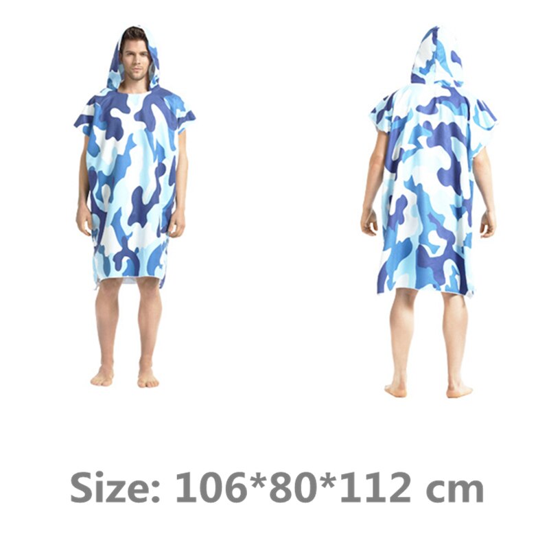 Hav camouflage udendørs badehåndklæde med hætte udskrivning skiftende morgenkåbe sportshåndklæde poncho blå kvinder mand badekåbe håndklæder