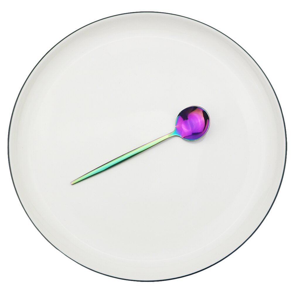 Regenboog Bestek Set 18/10 Rvs Servies Set Mes Vork Dessert Dessertlepel Diner Set Keuken Partij Servies: MULTI