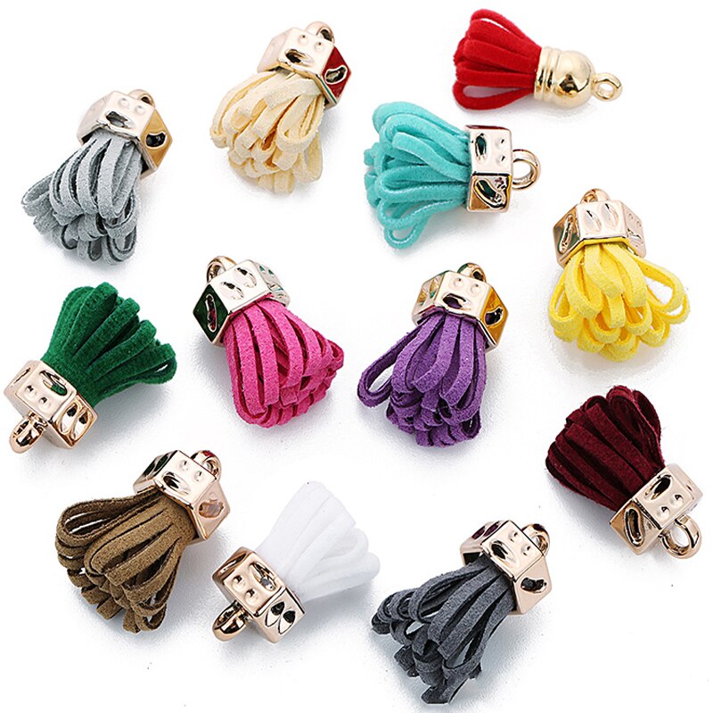 Pendentif pompon Vintage en cuir suédé de 25mm, pour bricolage, résultats de bijoux artisanaux, boucles d&#39;oreilles, accessoires, ornements porte-clés, 10 pièces/lot
