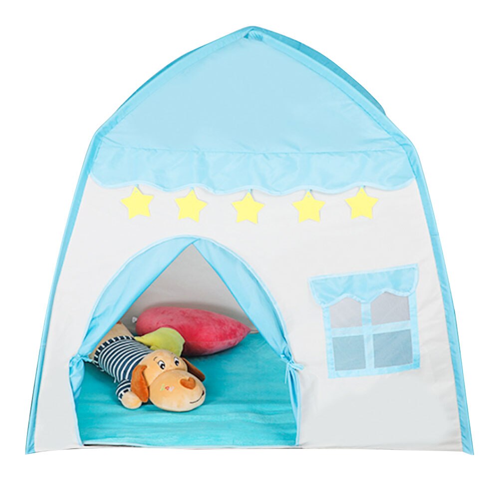 Children Indoor Outdoor Castle Tent Baby Girls Princess Fairy House Flowers Blossoming Girls Portable Gaming Play House: blue