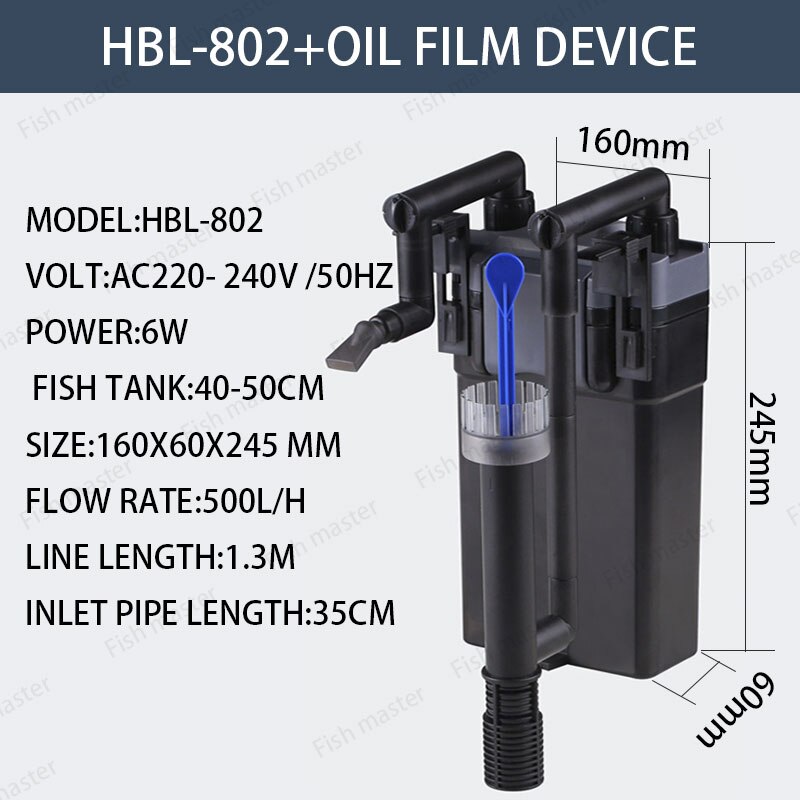6W Muur Gemonteerde Aquarium Filter Aquarium Filter Terug Opknoping Waterval Landschap Verhoogt Houtskool Filter Hbl 801 802 803
