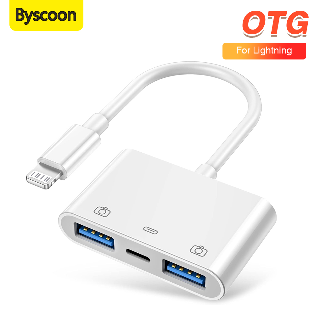 Byscoon 3 en 1 Lightning a USB/lector de tarjetas Lightning para iPhone 14 13 12 11 Pro iPad convertidor de carga para adaptador iOS OTG