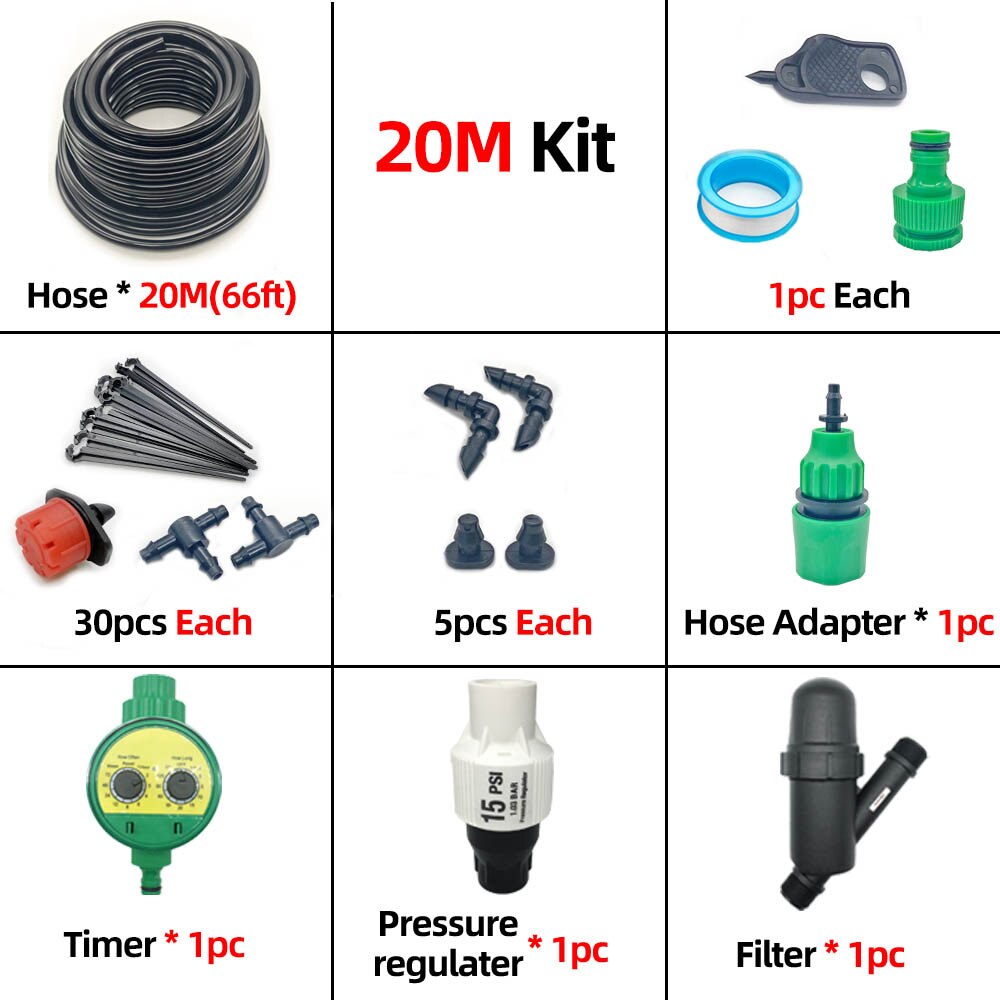 20M Smart Garden Watering Sysytem Automatic Self Drip Irrigation System For Greenhouse Plant Watering Kit Timer: 20M Pro