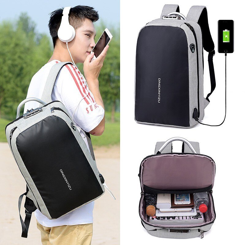 Mannen Laptop rugzak USB opladen anti-diefstal wachtwoord lock schooltas Tiener vrouwen waterdichte rugzak mochila hombre