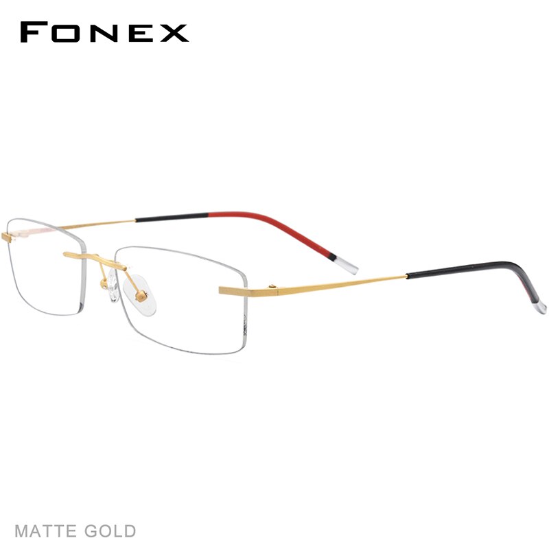 Fonex b titanium kantløse briller mænd recept briller stel kvinder ultralette nærsynethed optisk rammeløs koreansk briller 9608: Mat guld