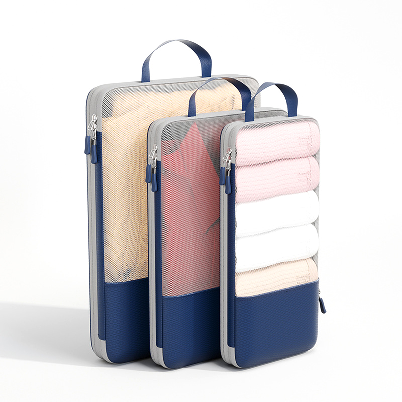 Sammenleggbare reiseklær oppbevaringsvesker vanntette vesker bærbar bagasjeorganisator veske pakkekube lett støvtett reiseveske: Platinablond