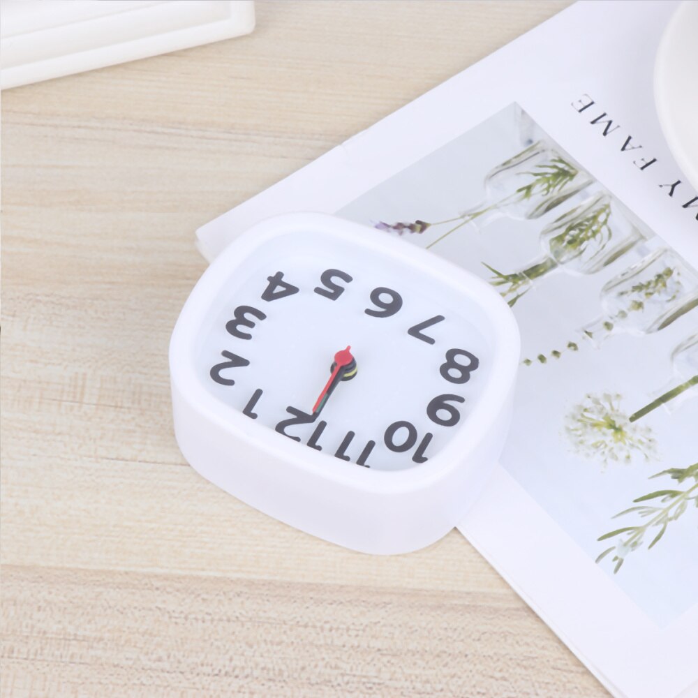Simple Square Alarm Clock Small Desktop Clock Luminous Hour and Minute Hand Kids Alarm Clock Without Battery (Black)