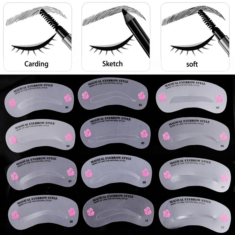 24 pièces réutilisable sourcil pochoir ensemble yeux sourcils bricolage dessin Guide façonnage toilettage modèle carte facile maquillage beauté Kit 88