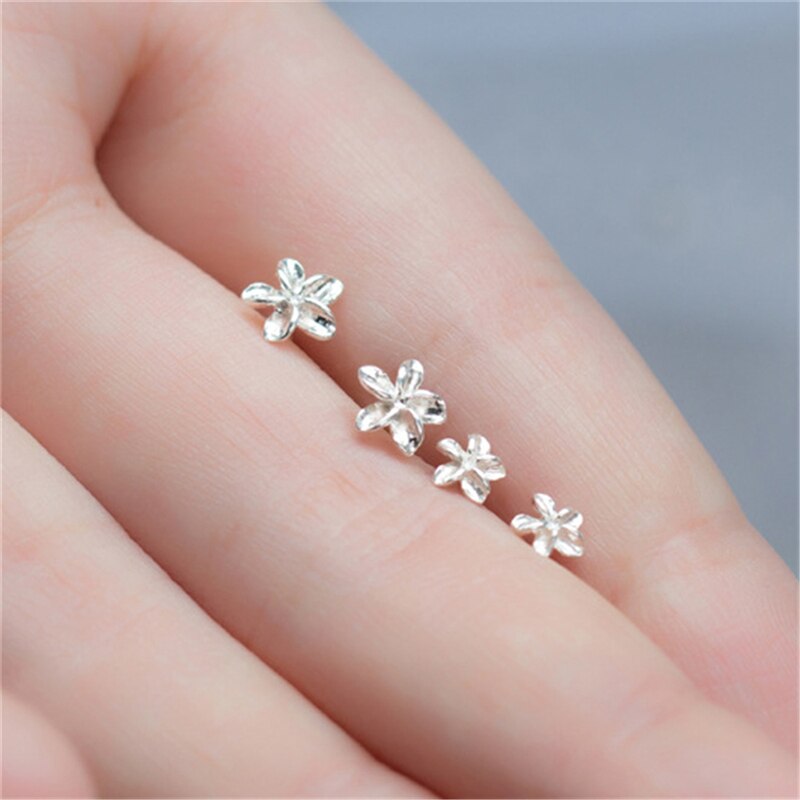ROXI 925 Sterling Silver Earrings Women Cute Tiny Flower Stud Earrings for Girls Jewelry Silver Earrings oorbellen