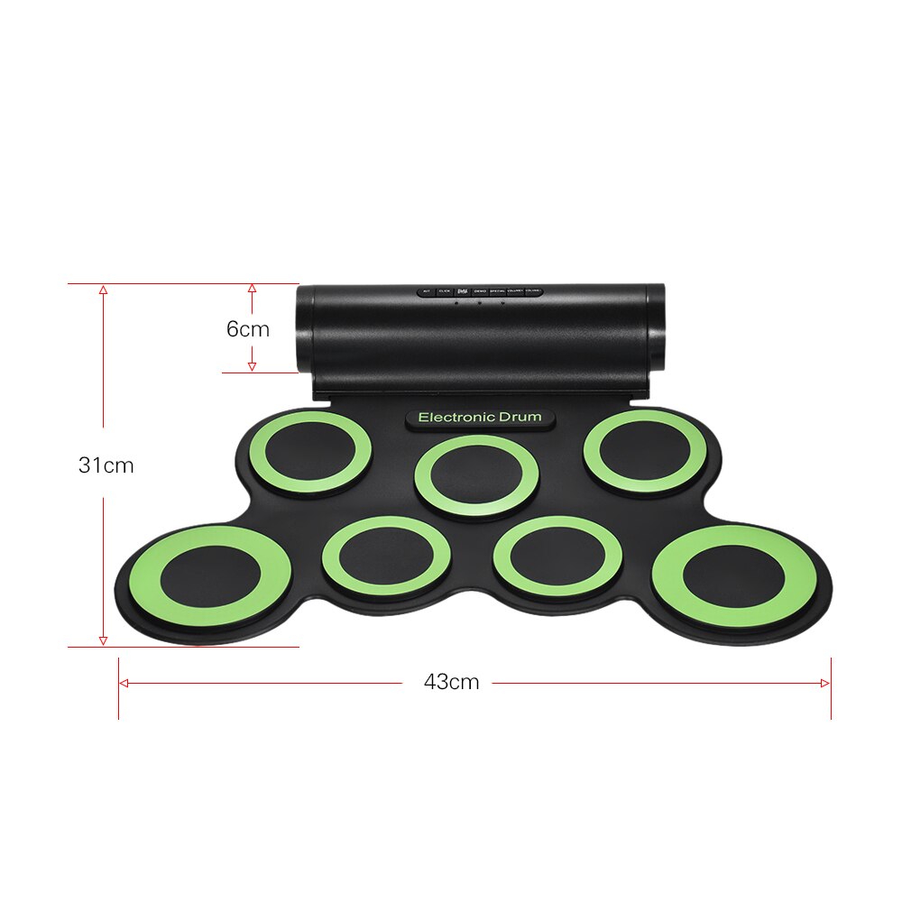 Digital Stereo Roll up Drum Electronic Drum Set 7 Silicon Pads USB Powered Built-in Speaker with Drumsticks Foot Pedals