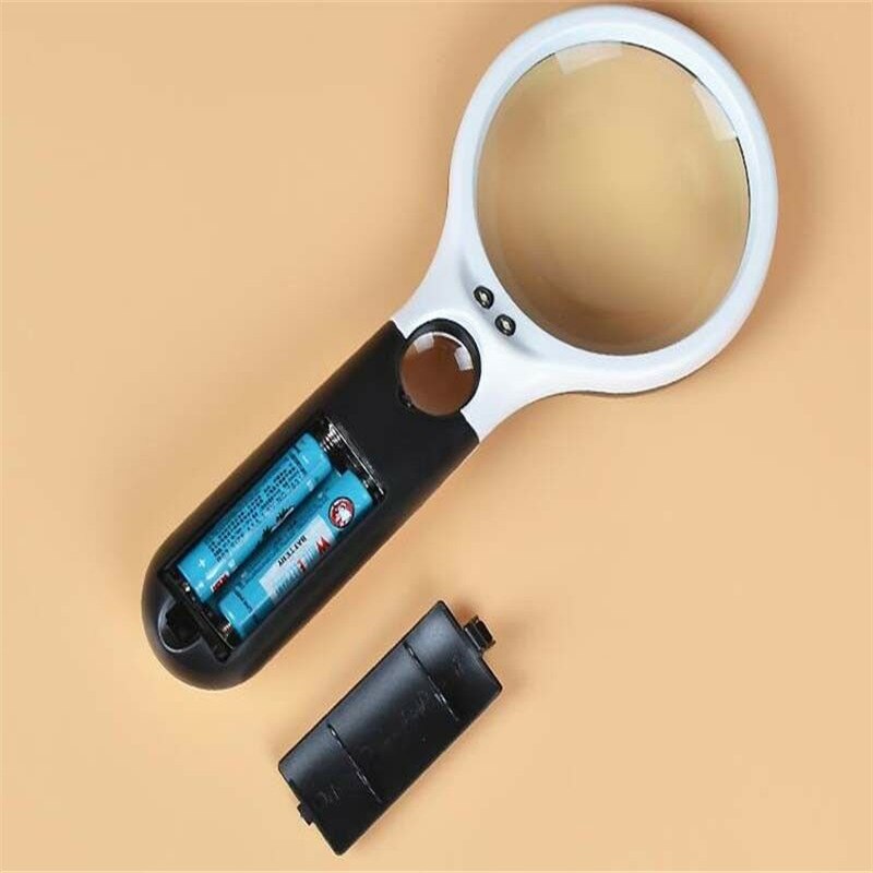 45X Hand held Reading Jewelry Magnifying Glass Illuminated Magnifier Microscope Lens Watch Loupe Magnifier With 3 LED Lamp Beads