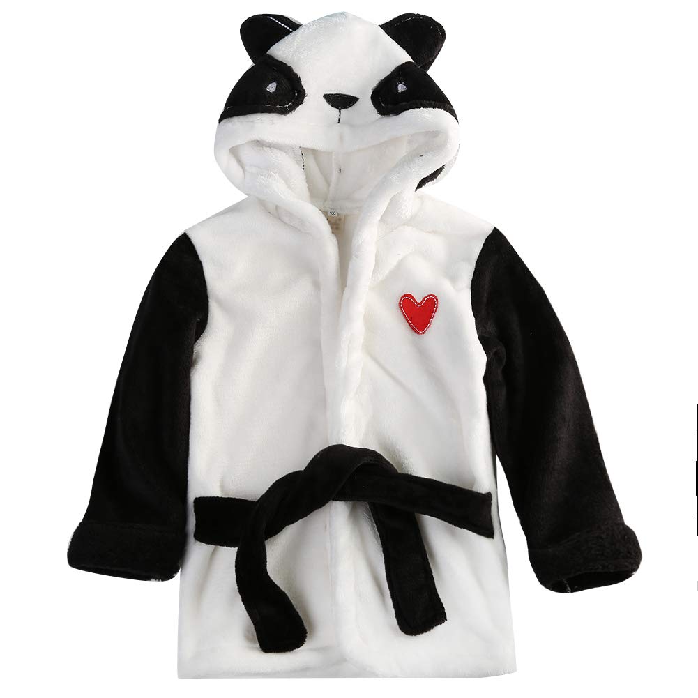 Baby Meisjes Peuter Cartoon Capuchon Badjas Baden Handdoek Winter Gewaad Nachtkleding: Panda / 4-5 Years