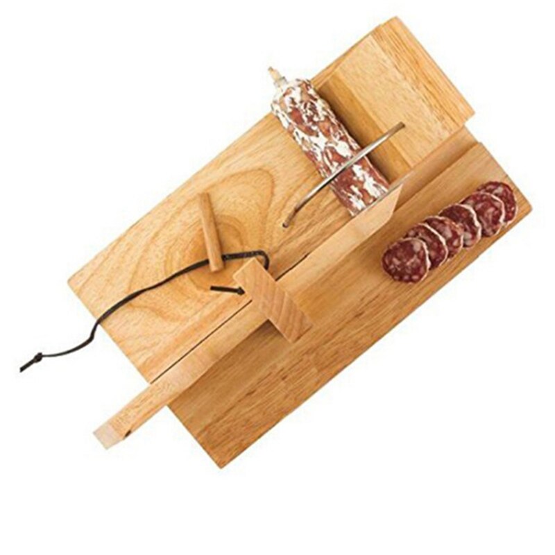 Wurst Cutter-Rustikalen Holz und Edelstahl Klinge für Schneiden und Hacken Aromen, pepperoni & Mehr Getrocknete Fleisch