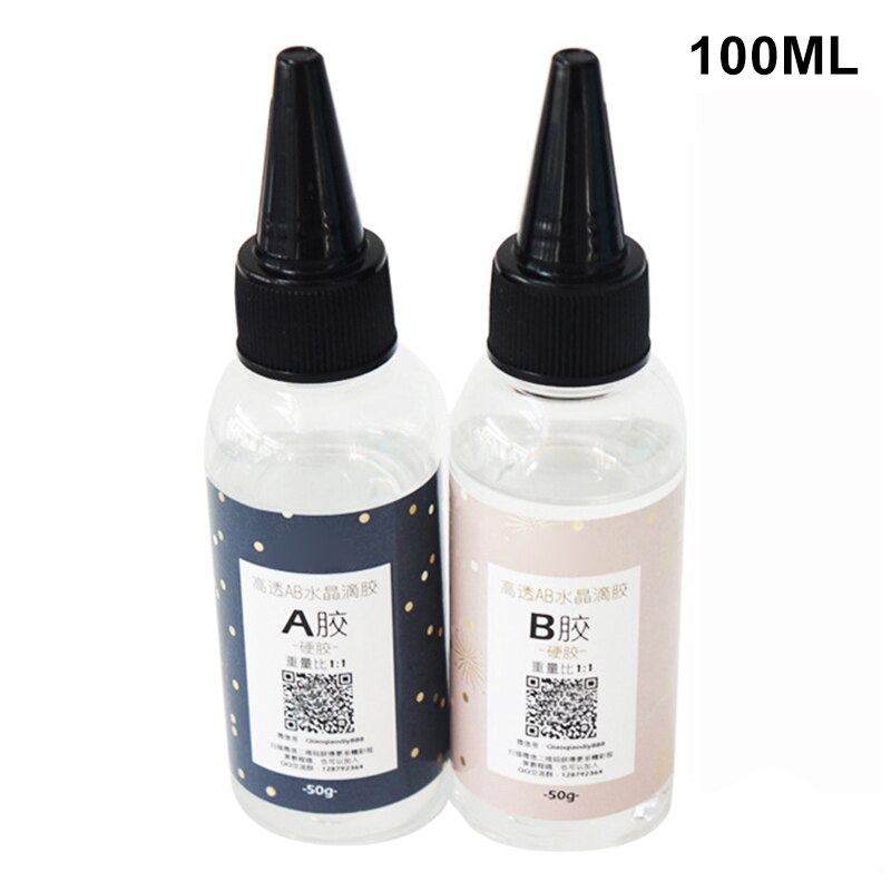 Jewelry Making Resin Epoxy 1:1 AB Crystal Glue High Adhesive Solvent Resistance Anti-yellow Accessories Tool Transparent C66: 100ml