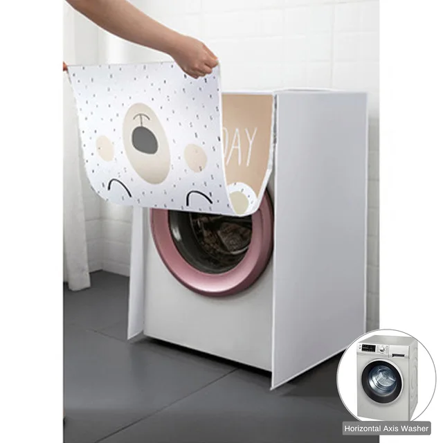 Frontlader-Waschmaschinenabdeckung für Trommel, PEVA-Sonnenschutz, staubdichte Abdeckung, schützende automatische Waschmaschine, Haushalt: Licht Grün