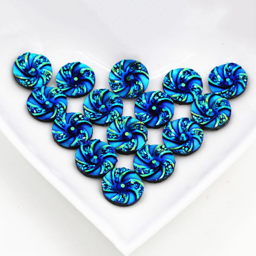 Nowa moda 40 sztuk 12mm Mix niebieski kolory kwiat styl z płaskim z powrotem Cabochons żywiczne Cameo: H1-35