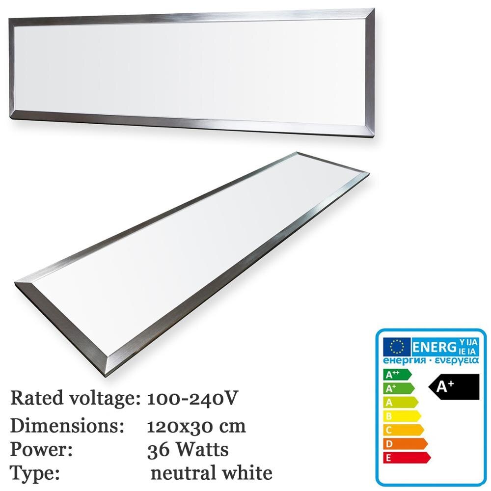 ThorX 1200x300mm Ultraslim LED Panel - 36W, 3000lm with mounting clips and led driver 100-240V, cool / warm / neutral white: 120x30 Neutral White