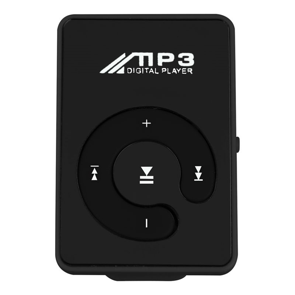 C chave portátil mini espelho clipe mp3 player música mídia suporte micro sd tf cartão moda alta fidelidade mp3 para esportes ao ar livre leitor de música: Preto