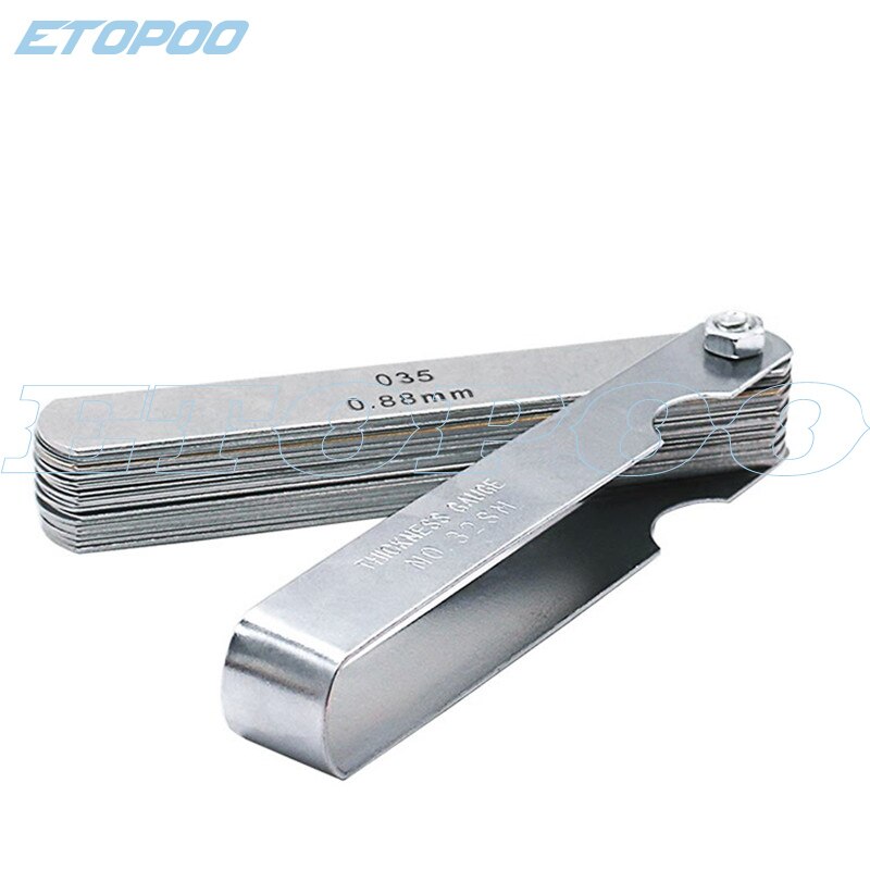 32 Blades Feeler Gauge Metric Gap Filler 0.04-0.88mm Thickness Gage .0015-.035 Copper Sheet For Measurment Tool