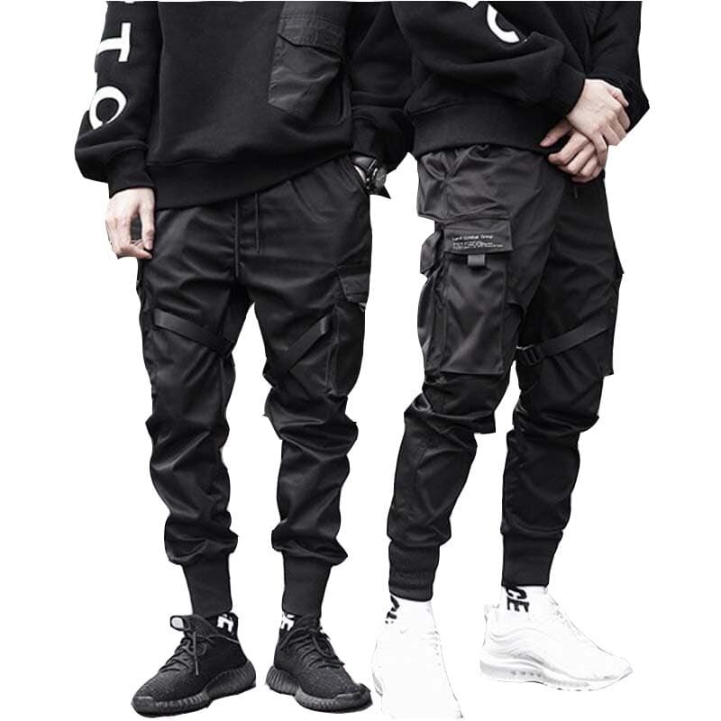 Hip pop cargo bukser mænd sort lomme streetwear harajuku techwear bukser bukser harem joggers joggingbukser der danser chic
