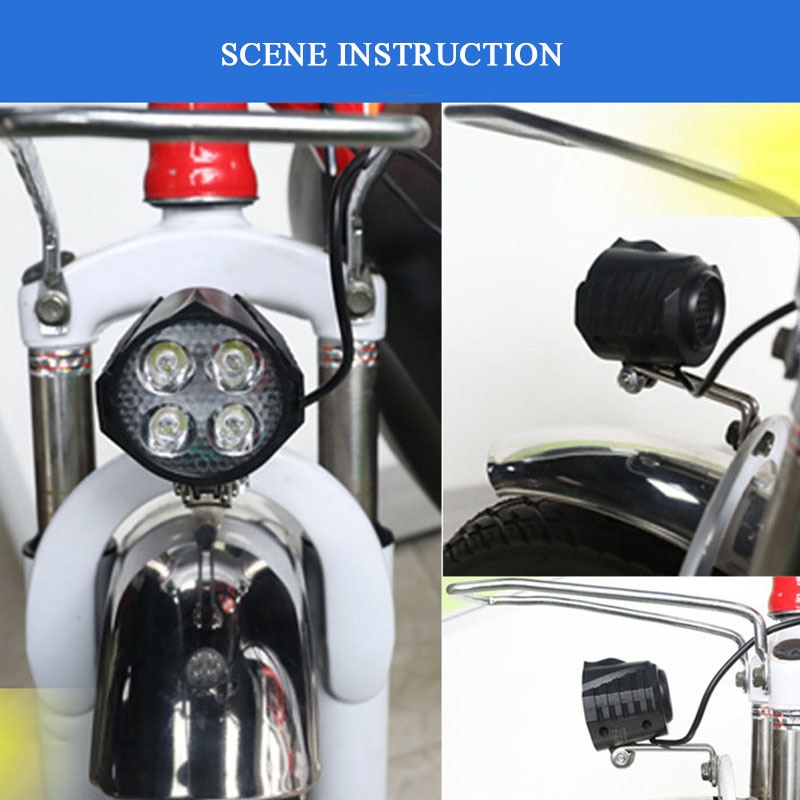 Ebike E-Bike Electric Scooter Light 12V-72V Electric Bicycle Light with Horn Waterproof Headlight Horn Set for m365