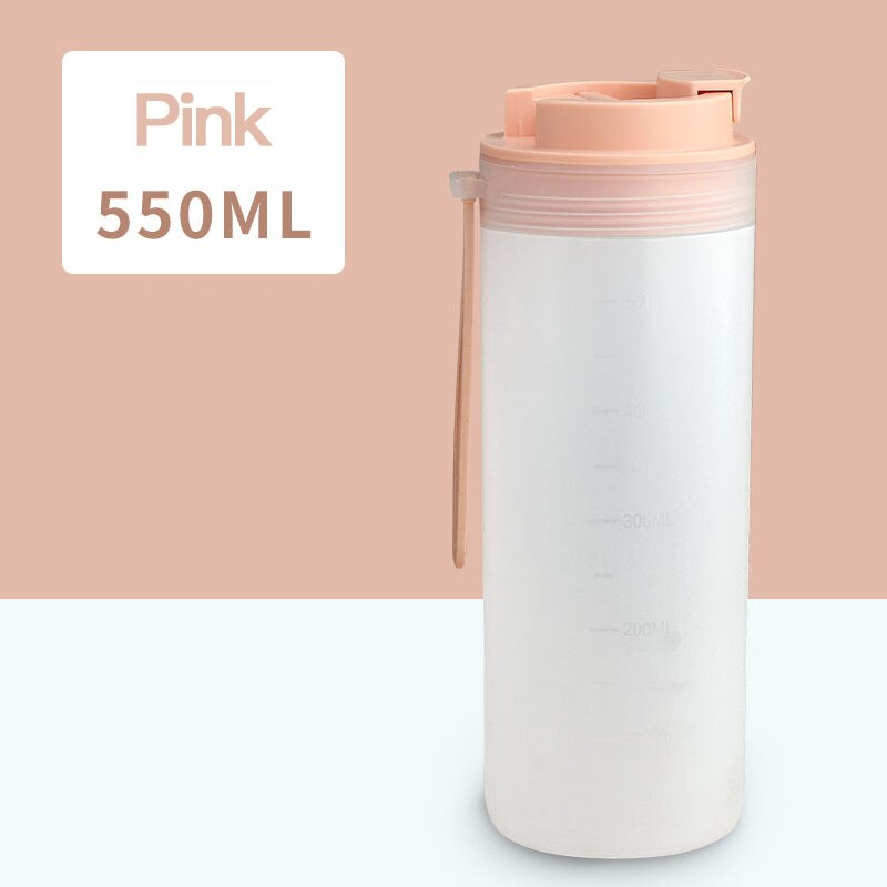 350Ml/450Ml Melk Frosted Schudden Cup Met Stro Warmte Koude Slip Voedsel Shake Bidon Outdoor Reizen water 100C Draagbare: Pink 550ML