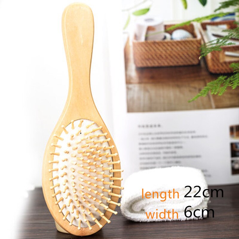 1 peine para el cuidado del cabello, cepillo de masaje con cojín de madera, peine de masaje antiestático para Spa, Airbag de bambú, peine para el cabello, promueve la circulación sanguínea