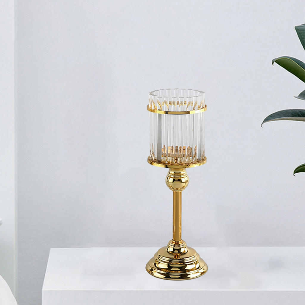 Candelabro de cristal moderno para decoración del hogar, candelabro de luz de té de Metal para centros de mesa de de boda, de casa: Cylinder 12x12x33cm