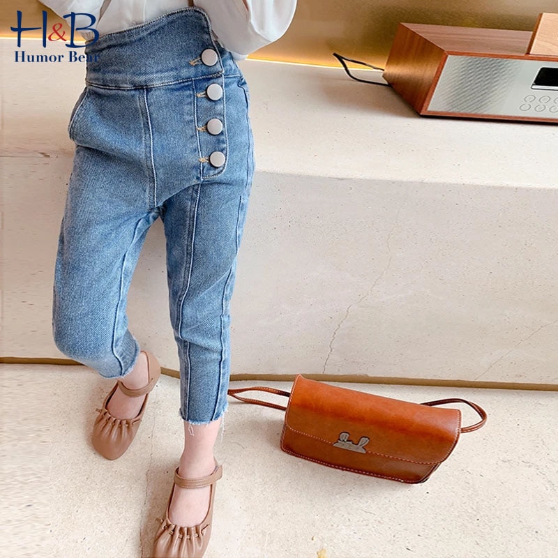 Humor beer meisjes lange broek herfst meisjes denim broek casual jeans broeken kinderjeans voor 2-6y