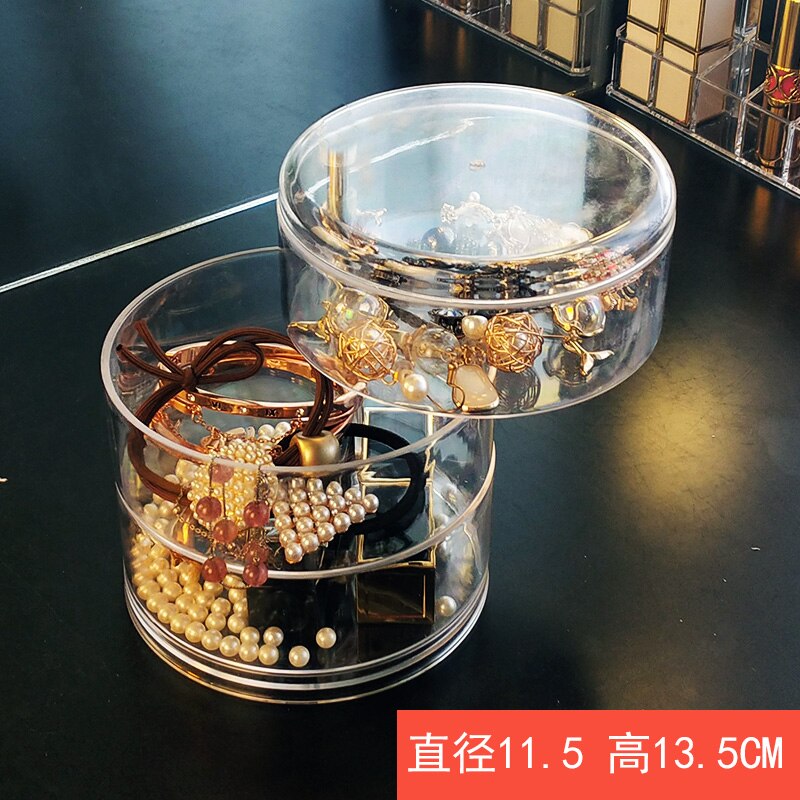Akryl støvtætte øreringe smykker opbevaringsboks gennemsigtig roterende smykkeskrin hårnål smykker display stand arrangør sag: 3 etager