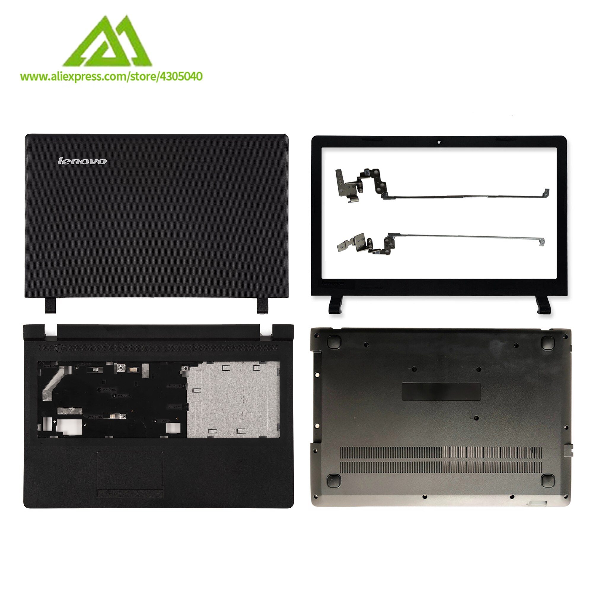 Nowa obudowa robić laptopa Lenovo Ideapad 100-15 100-15IBY B50-10 LCD tylna pokrywa/ramka/zawiasy/podparcie dłoni/dolna obudowa czarna
