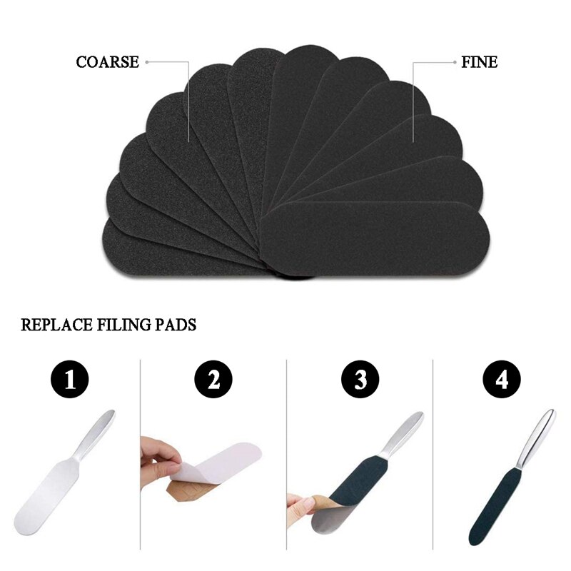 Pedicure Voet Dode Huid Remover Rvs Voetrasp Scrubber Met 10 Pcs Gratis Refill Grutten Vervanging Pads J