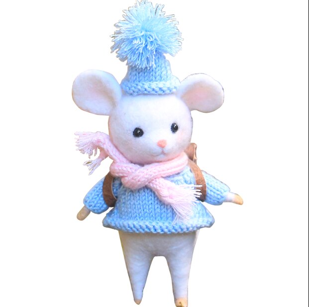 White mousewool needlepoint kit wool felt needle felting decoration craft needlecraft DIY handmade