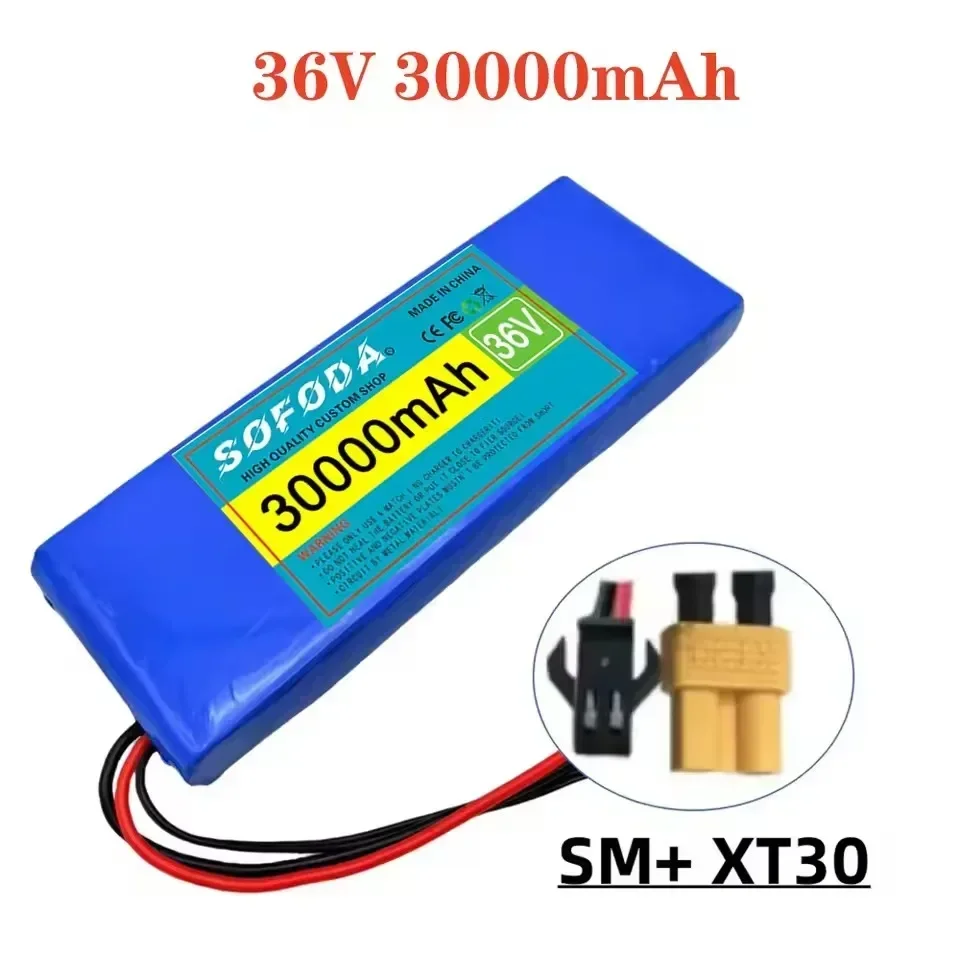 36v 10 s 1p accupakket 18650 30ah oplaadbare lithium-ionbatterijen elektrische auto fiets scooter 20a bms 500w: Bordeauxrood