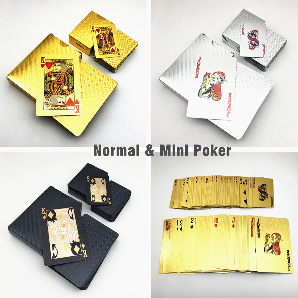 1 Deck Poker Kaarten Waterdichte Plastic Black Gold Sliver Mini Speelkaarten L708