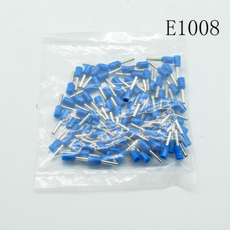 E1008 Tube insulating Insulated terminals 1MM2 Cable Wire Connector Insulating Crimp Terminal Connector 100PCS/Pack: blue 100pcs