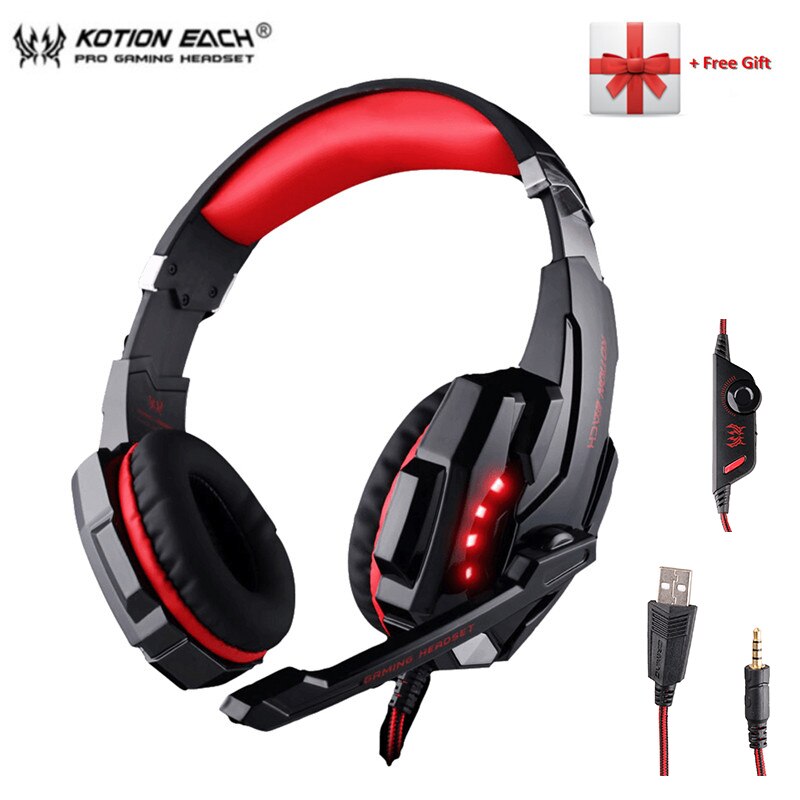 KOTION EACH G9000 gra słuchawki 3.5mm słuchawki PS4 słuchawki do gier słuchawki z mikrofonem na PC Laptop playstation 4: G9000 red