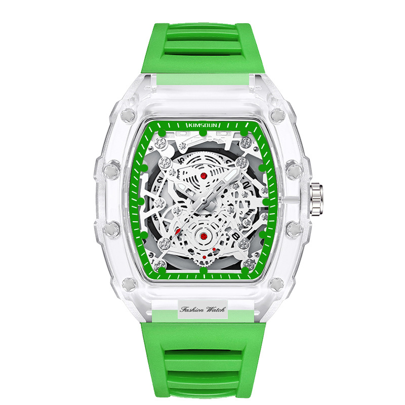 Reloj de pulsera de cuarzo para hombre, tendencia masculina, reloj automático resistente al agua para hombre, relojes de lujo transparentes luminosos: Grey