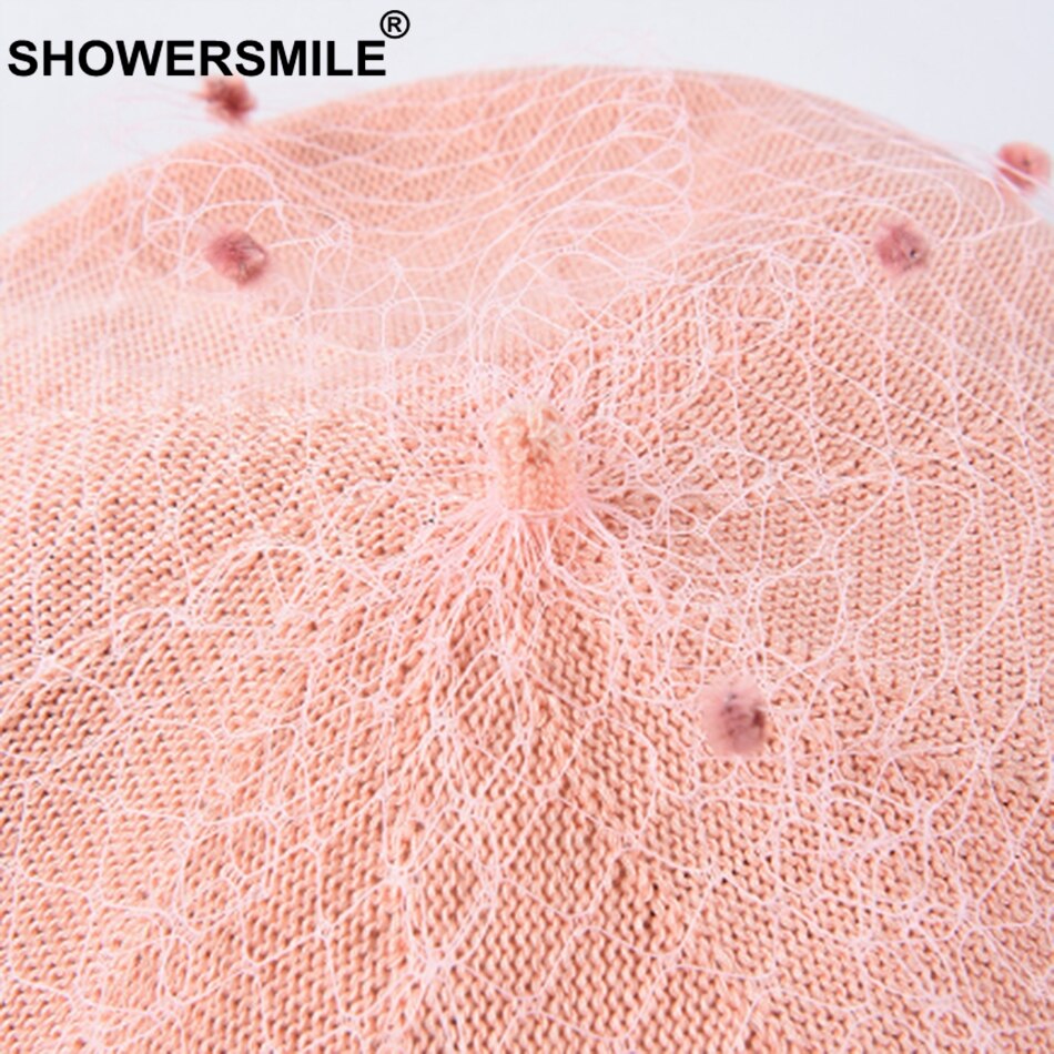 SHOWERSMILE femme béret bordeaux maille artiste chapeaux pour les femmes Style français concepteur de dames été peintre casquette
