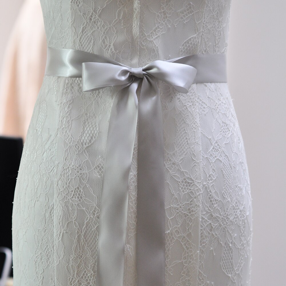 4CM Wedding Belts Accessories Girl Party Prom Decoration With Satin Ribbons and Thin Ribbon 4CM Width 100%: sliver gray