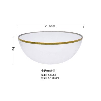 Vaisselle en verre à bord doré, assiette de nourriture occidentale, assiette Plate à salade, ensemble de Steak de Banquet, assiette d&#39;exposition, ustensiles de cuisine: 20.5cm